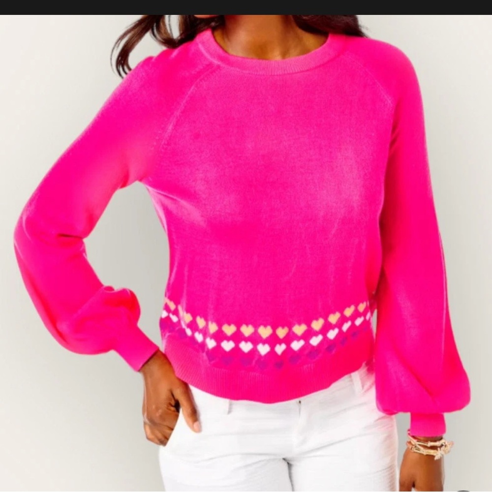 Lilly Pulitzer Pink Sweater with Heart Accents